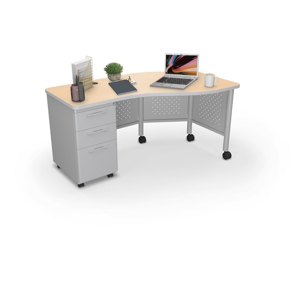 Mooreco Instructor Desk Left 29.8"H x 60"W x 36.3"D Fusion Maple 91786-7909-PL - main